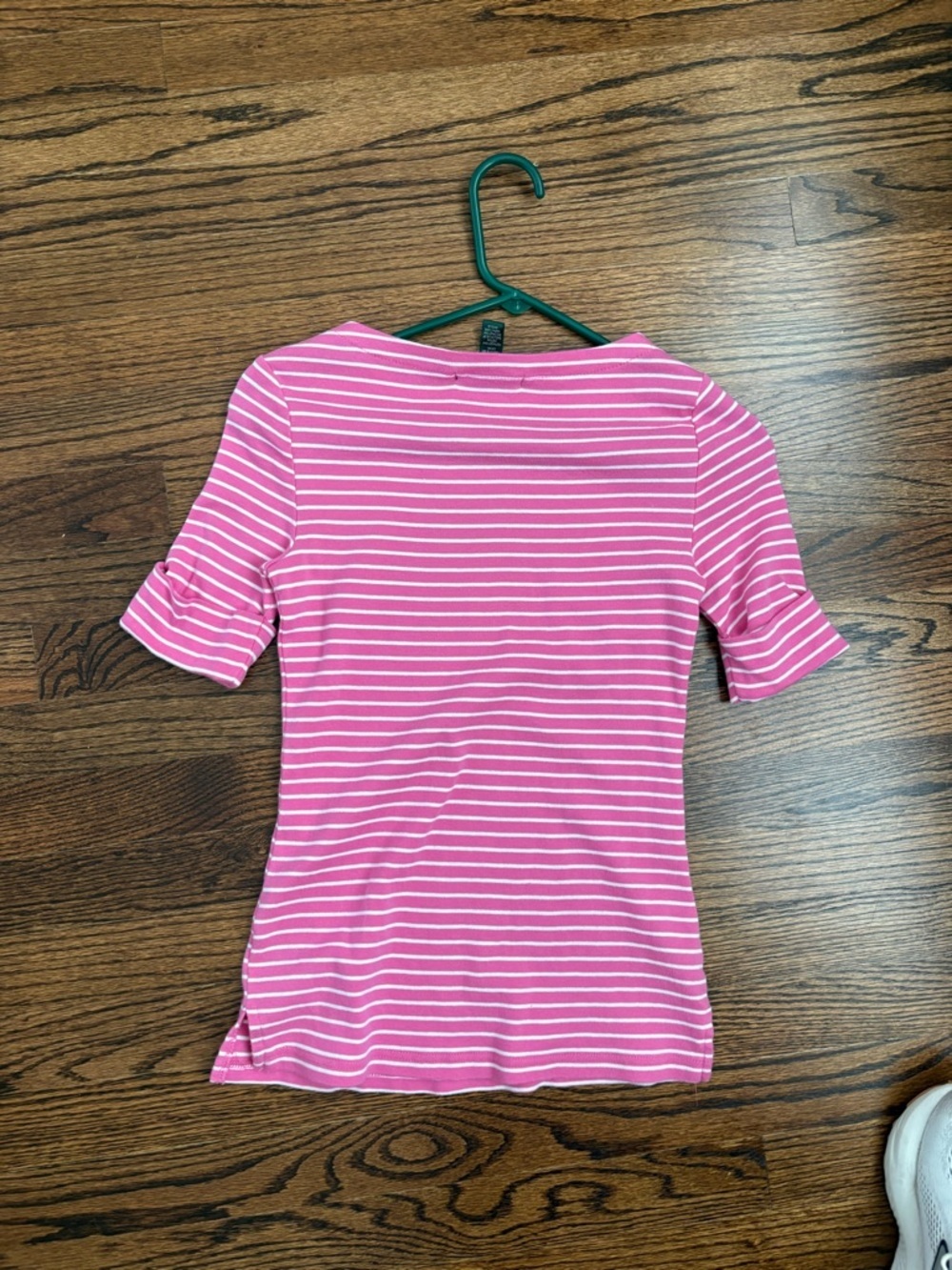 Lauren Ralph Lauren Pink Striped Short Sleeve Top Slim Fit Fitted Size Small - Picture 6 of 6